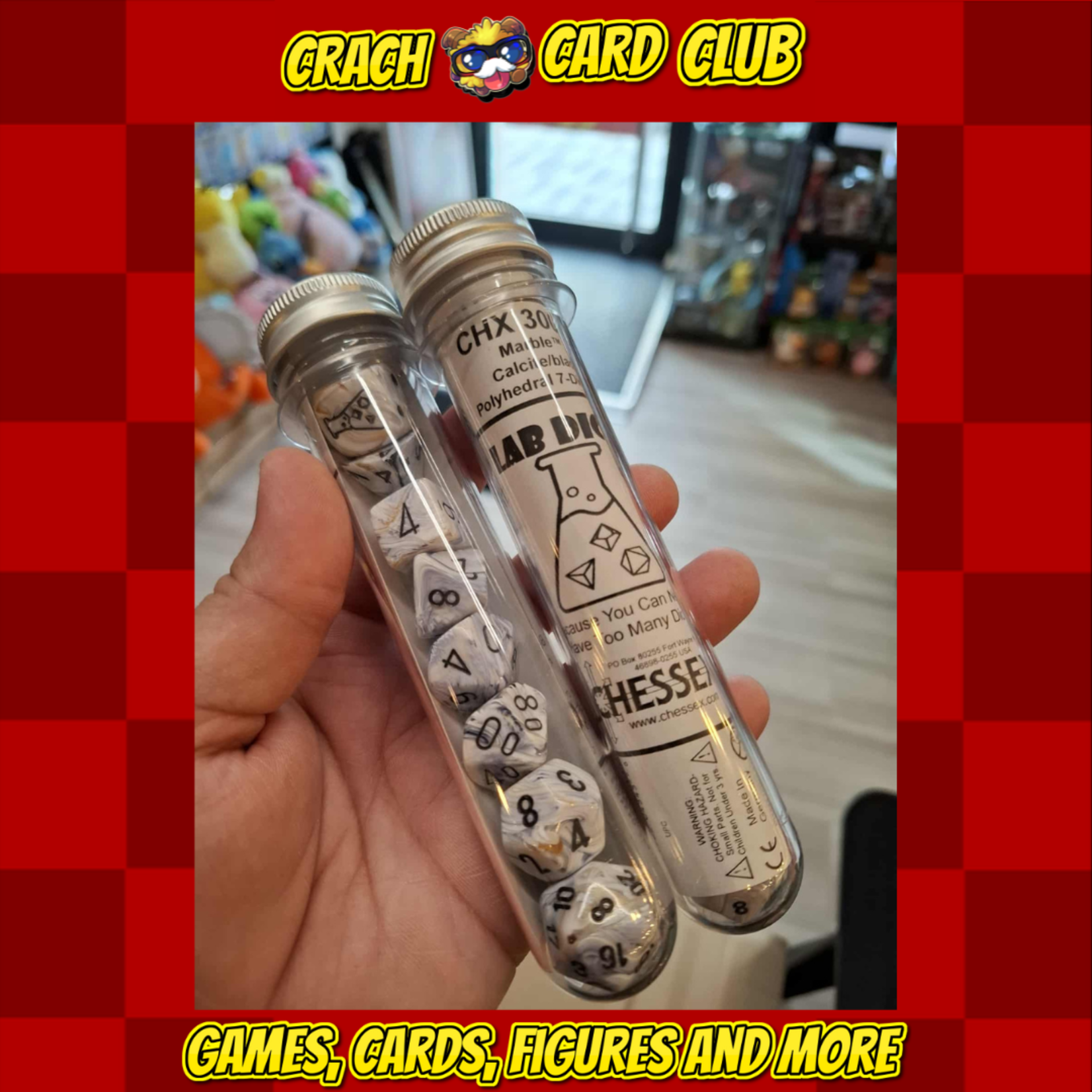 lab dice Lab Dice 8 - Marble Calcite/blue Polyhedral 7-Dice Set (with bonus die)