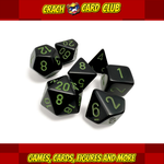 DICE Opaque Black/green Polyhedral 7-Dice Set