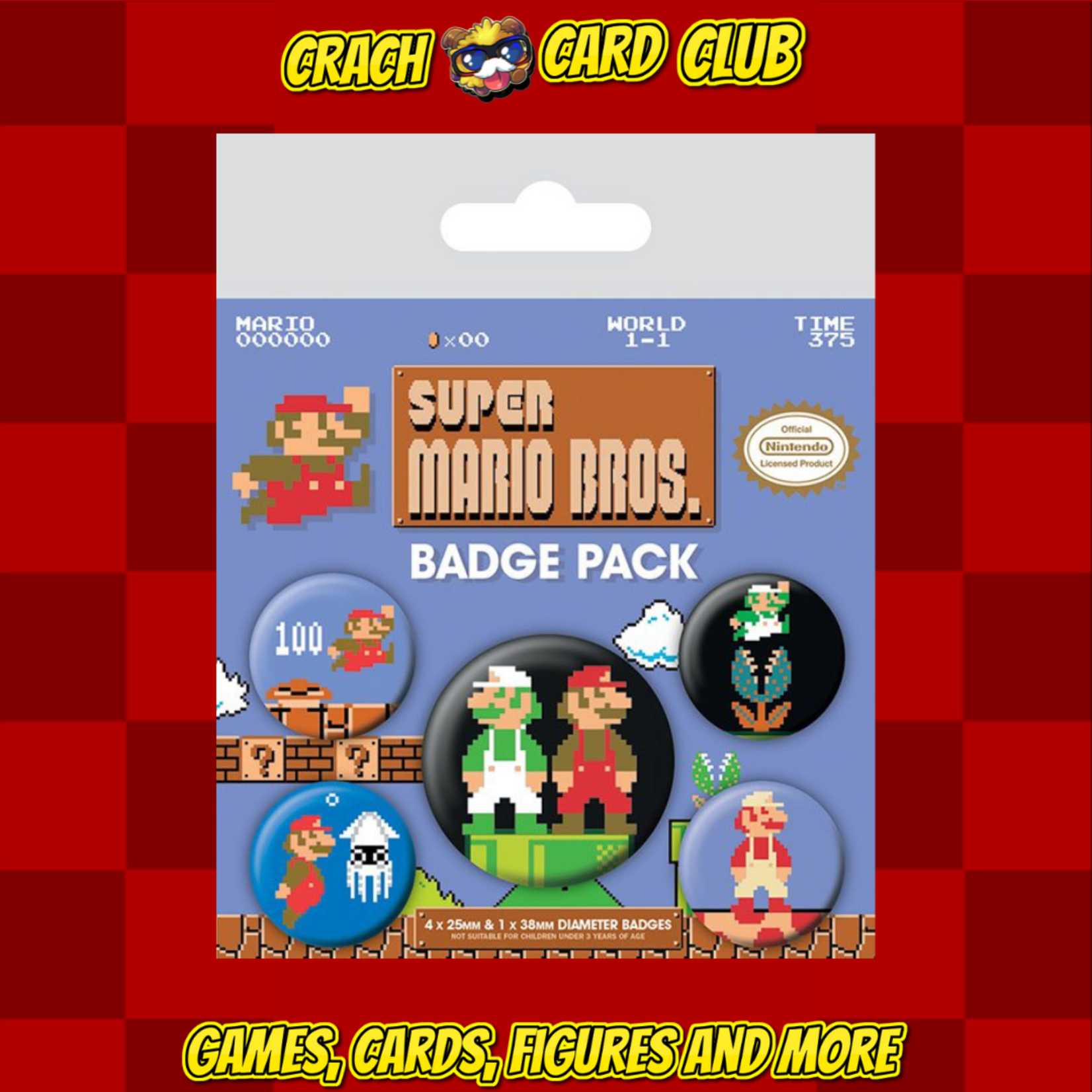 Nintendo Super Mario Bros. Pin-Back Buttons 5-Pack