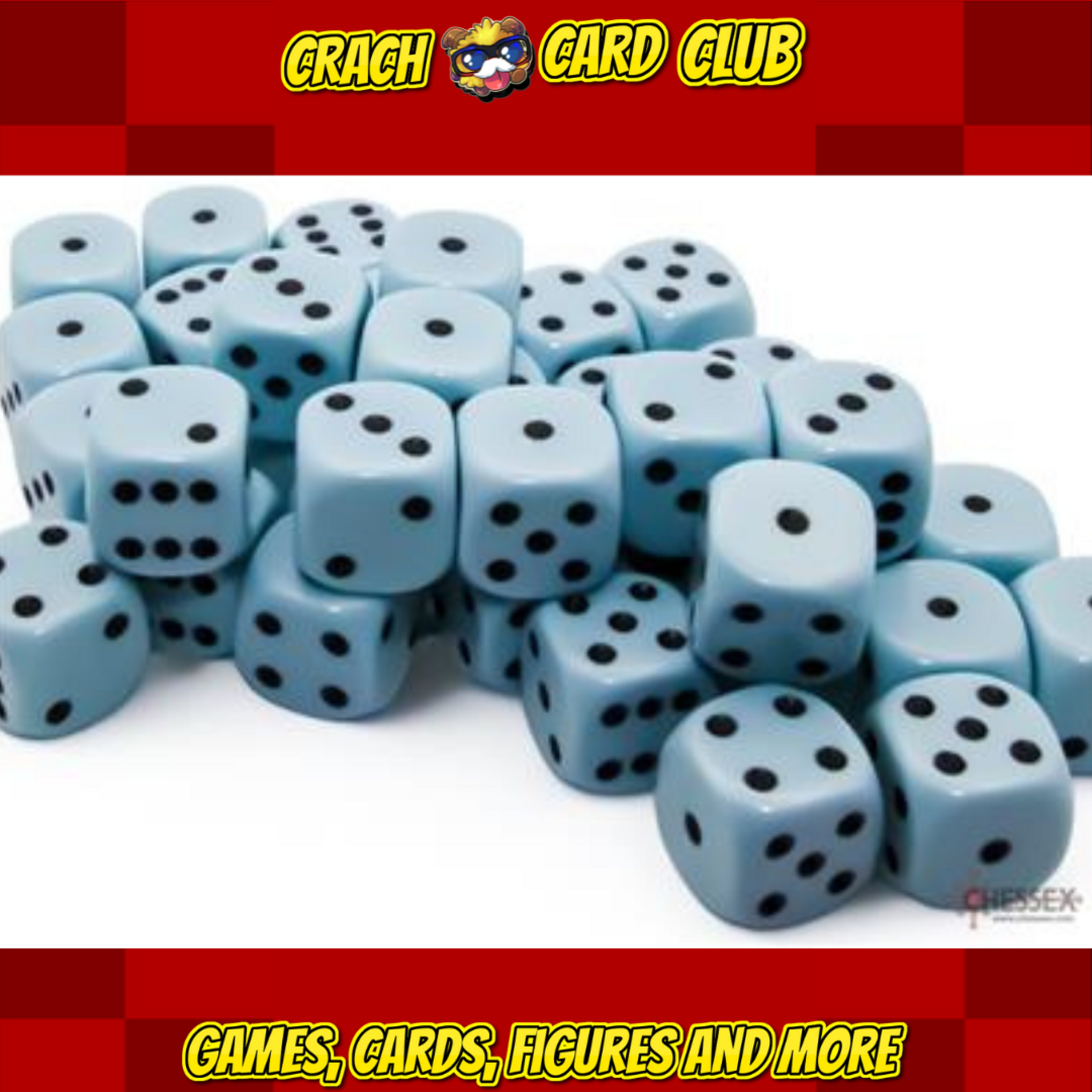 Chessex Chessex Opaque Pastel Blue/black 12mm d6 Dice Block (36 dice)