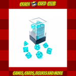 Chessex Translucent Mini-Polyhedral Teal/white Dobbelsteen Set (7 stuks)