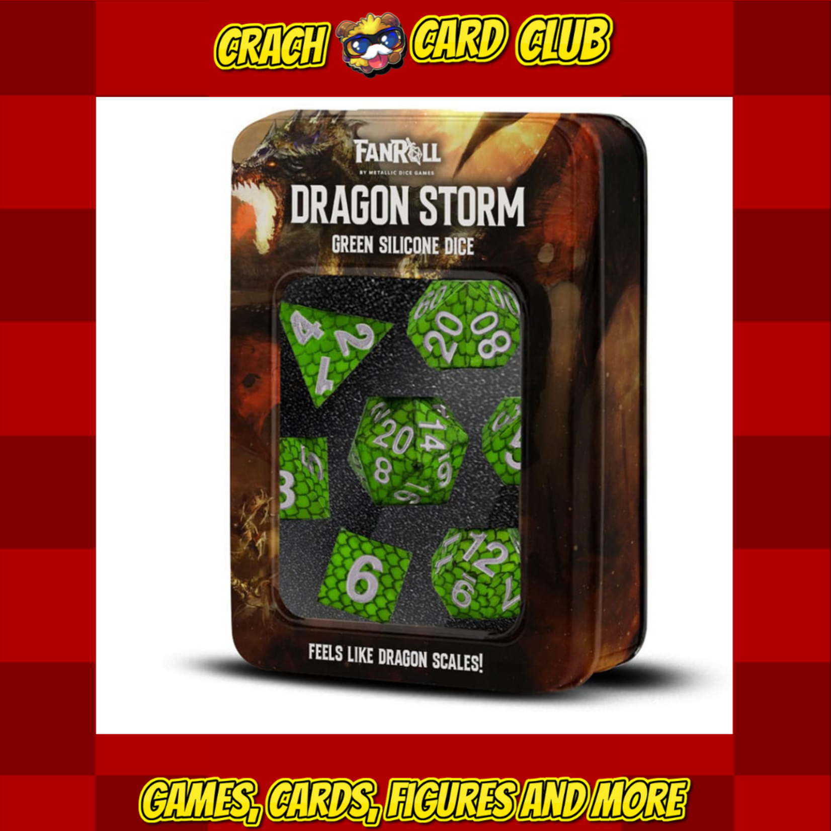 dragon storm Dragon Storm Sharp Edge Silicone Dice Set Green Dragon Scales (7)
