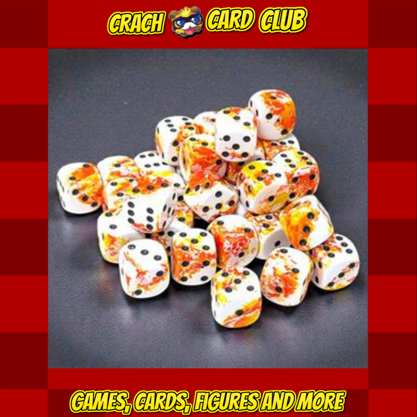DICE Brush Sunrise/black 12mm d6 Dice Block (36 dice)
