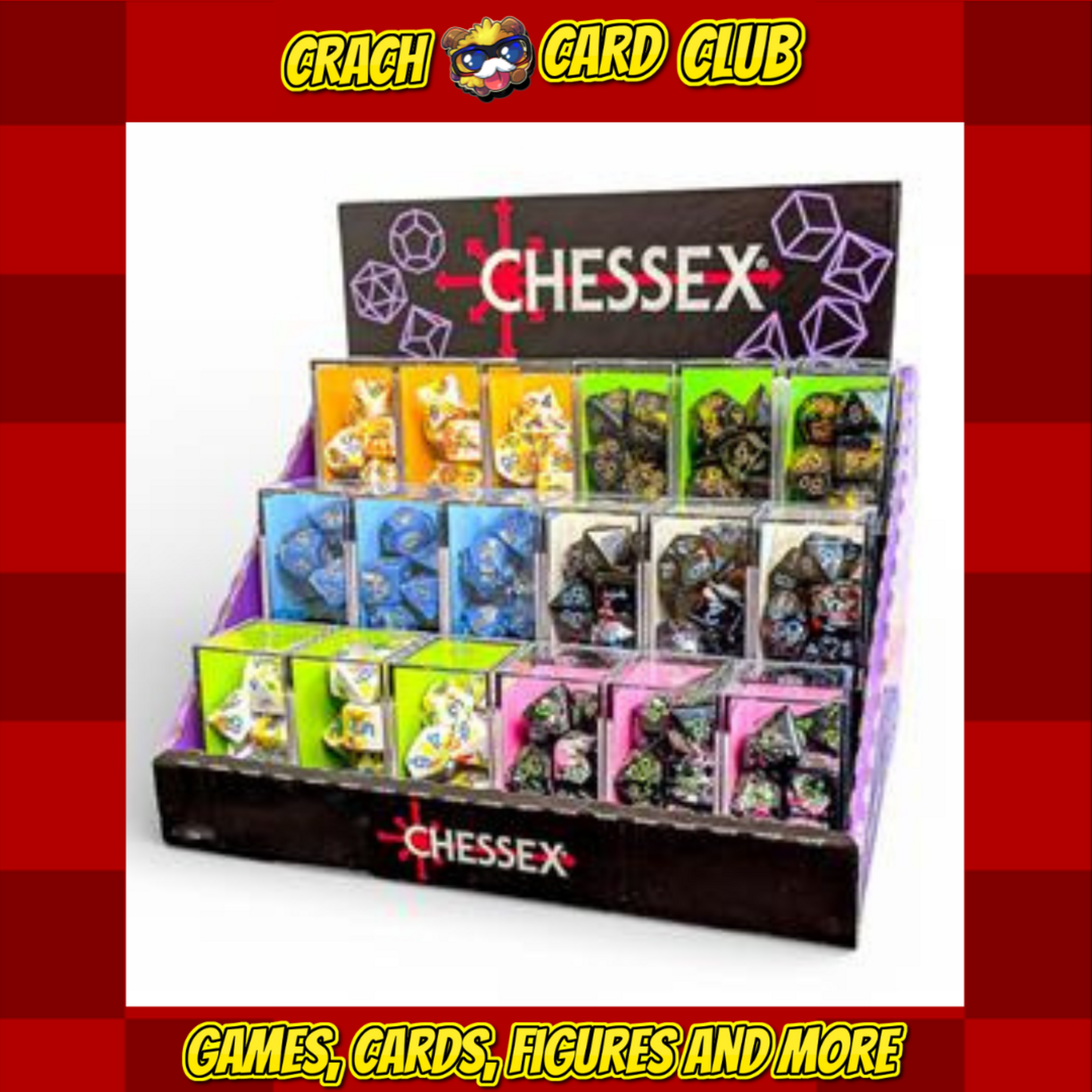 Chessex Brush Dice Polyhedral 7-Die Set Sampler