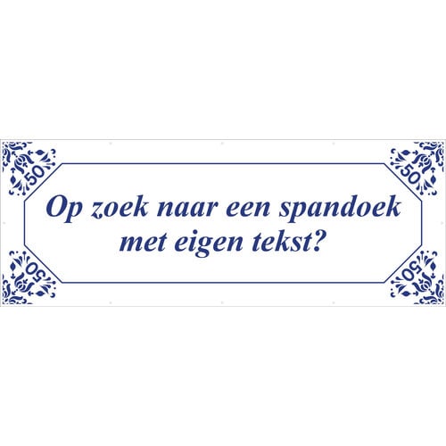 Spandoek met eigen tekst in Delfts Blauw thema