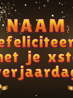 Spandoek met 2 foto's, naam en leeftijd  - Goud en zwarte ballonnen