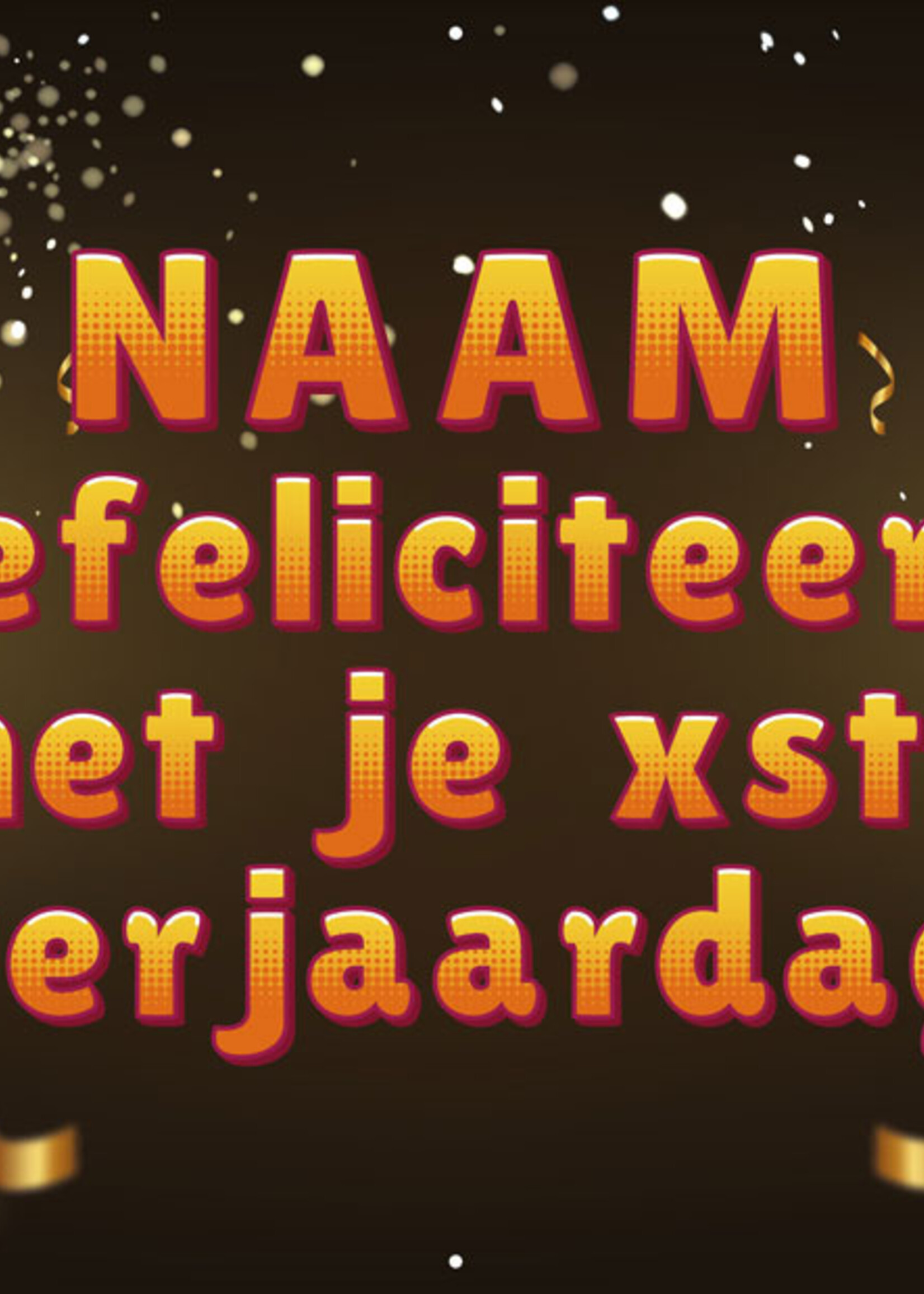 Spandoek met 2 foto's, naam en leeftijd  - Goud en zwarte ballonnen