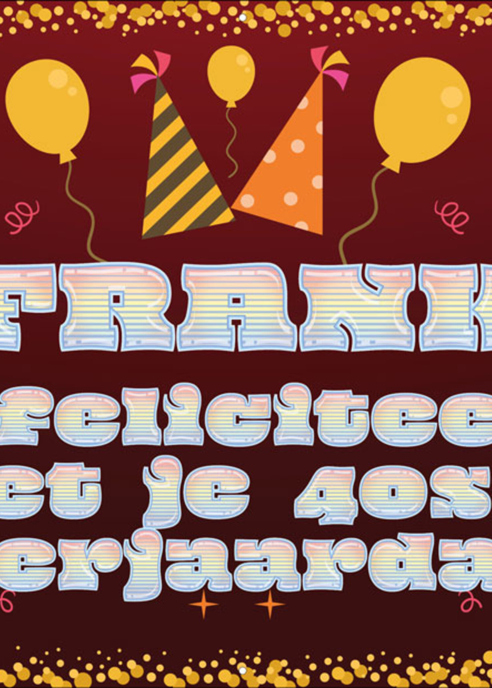 Spandoek met 2 foto's, naam en leeftijd  - Feestmuts en ballonnen