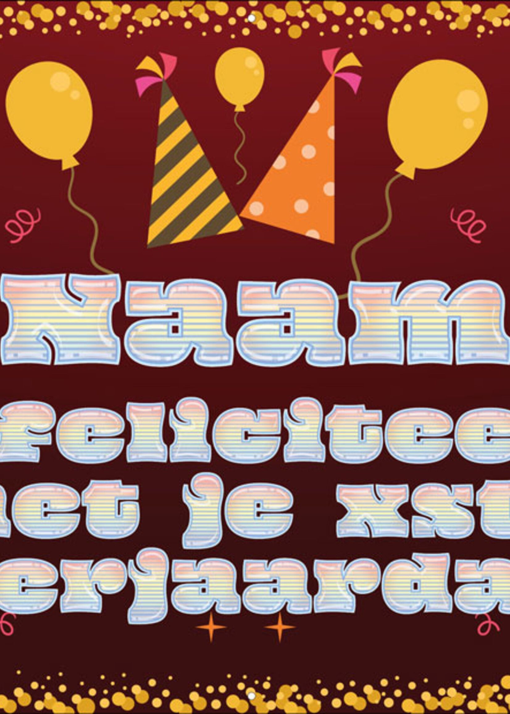 Spandoek met 2 foto's, naam en leeftijd  - Feestmuts en ballonnen