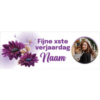 Fijne ..ste verjaardag - Naam en 1 Foto - Paarse Bloemen