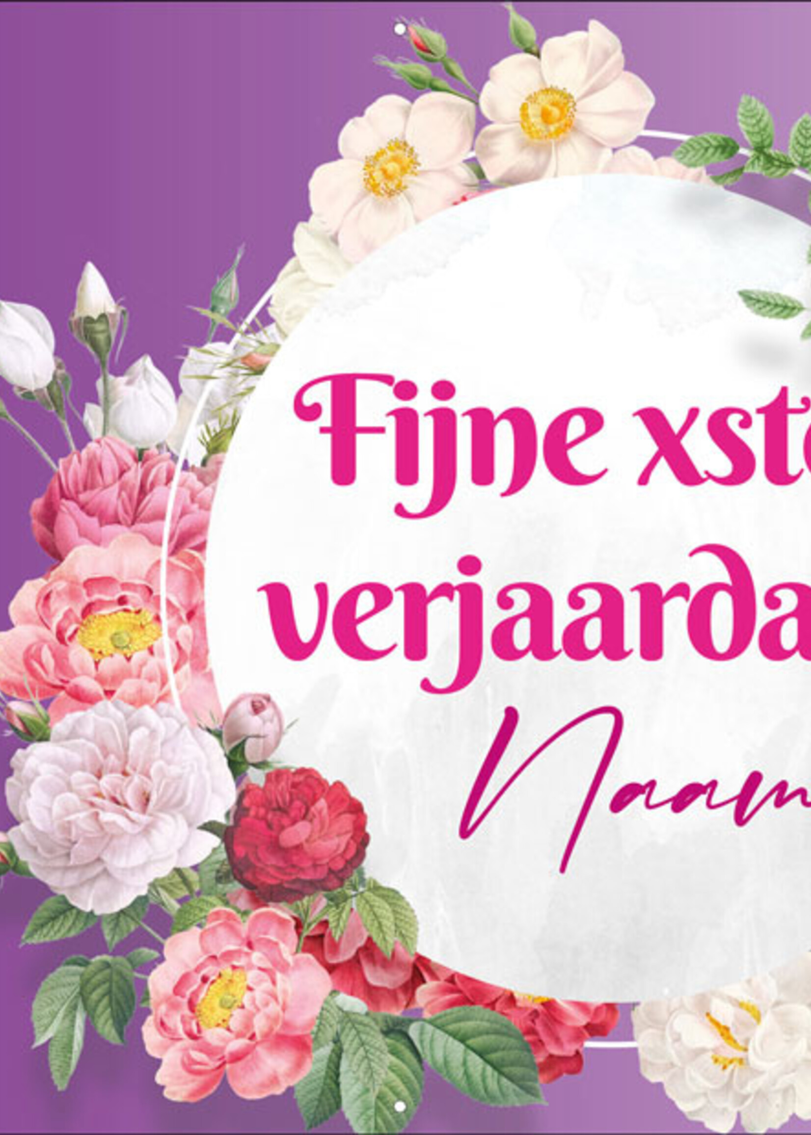 Fijne ..ste verjaardag - Naam en 1 Foto - Bloemenkrans