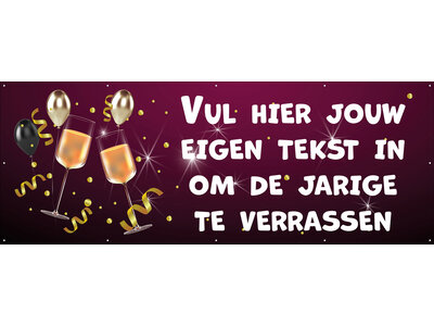 Spandoek met eigen tekst (60 tekens) - Champagne glazen