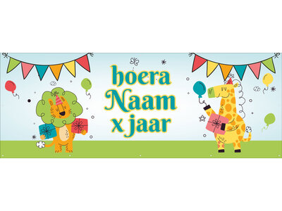 Party tijger en Giraf - Kinderen - Hoera - Naam - .. Jaar