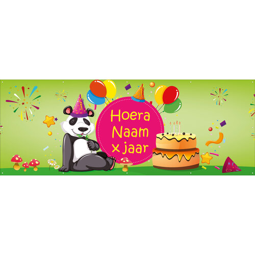 Party Panda - Kinderen - Hoera - Naam - .. Jaar