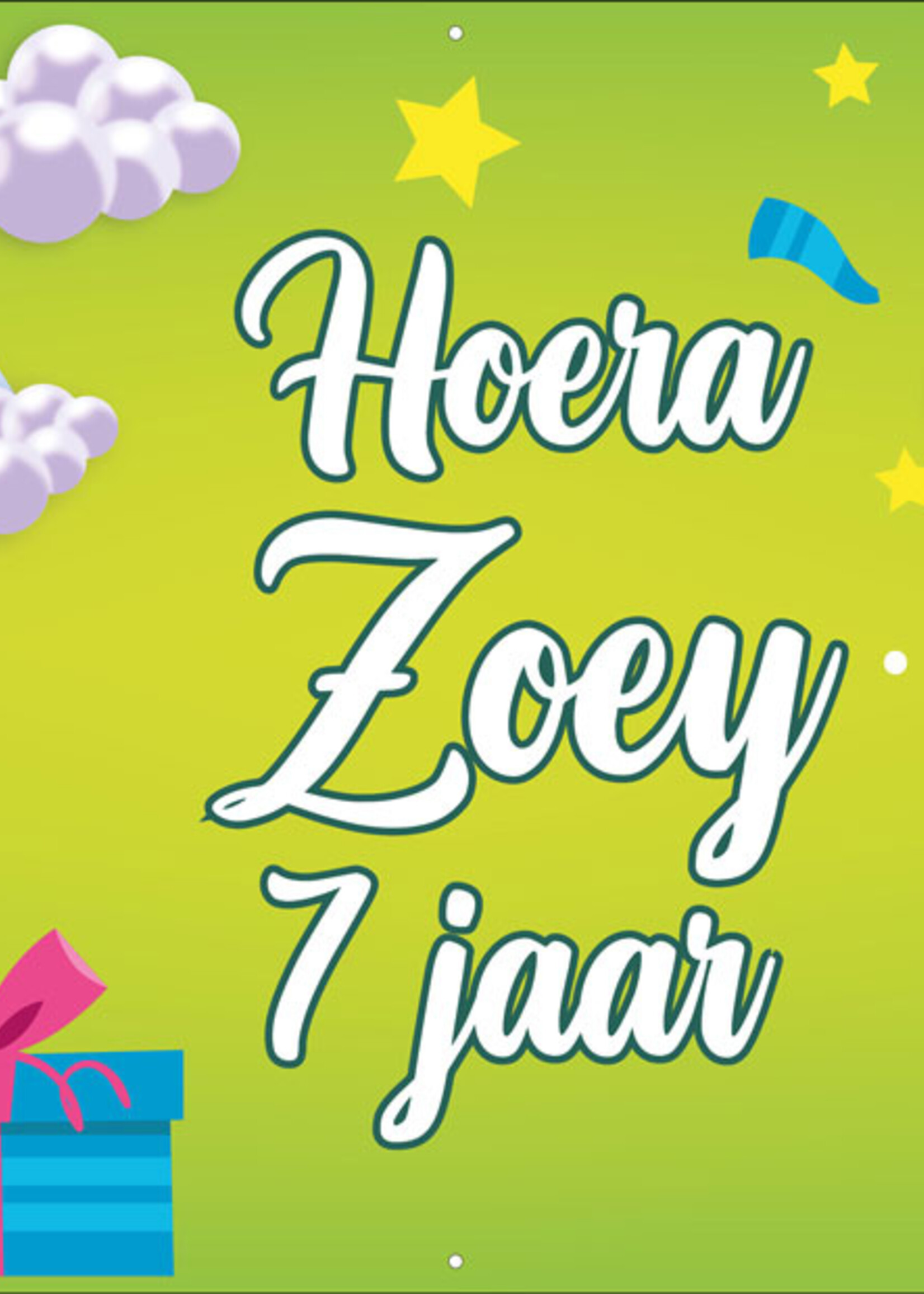 Regenboog en bloemetjes - Kinderen - Hoera - Naam - .. Jaar