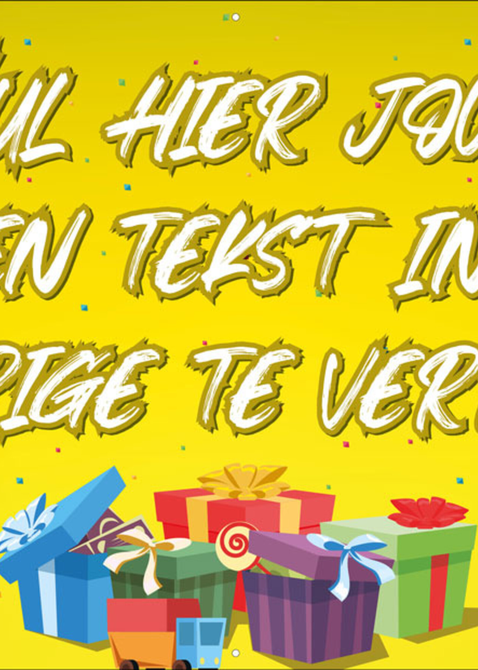 Spandoek met eigen tekst (60 tekens) - Cadeautjes Geel
