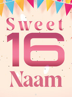 Sweet Sixteen  - Naam en 1 Foto - Roze - Slingers