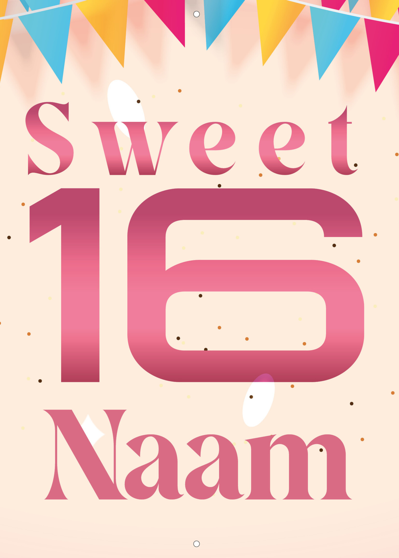 Sweet Sixteen  - Naam en 1 Foto - Roze - Slingers