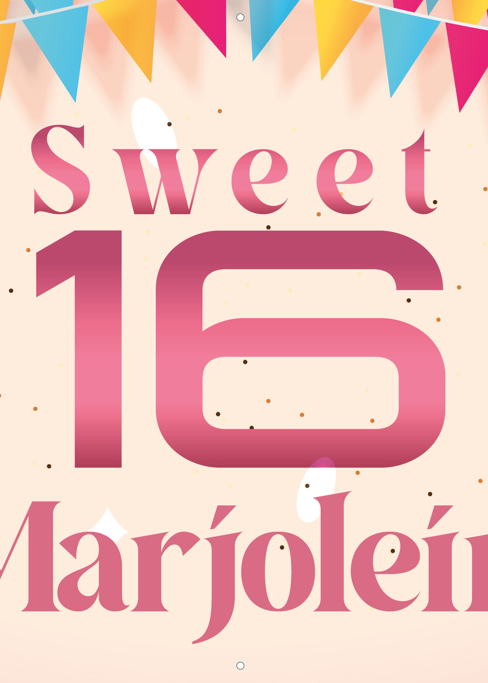 Sweet Sixteen  - Naam en 1 Foto - Roze - Slingers