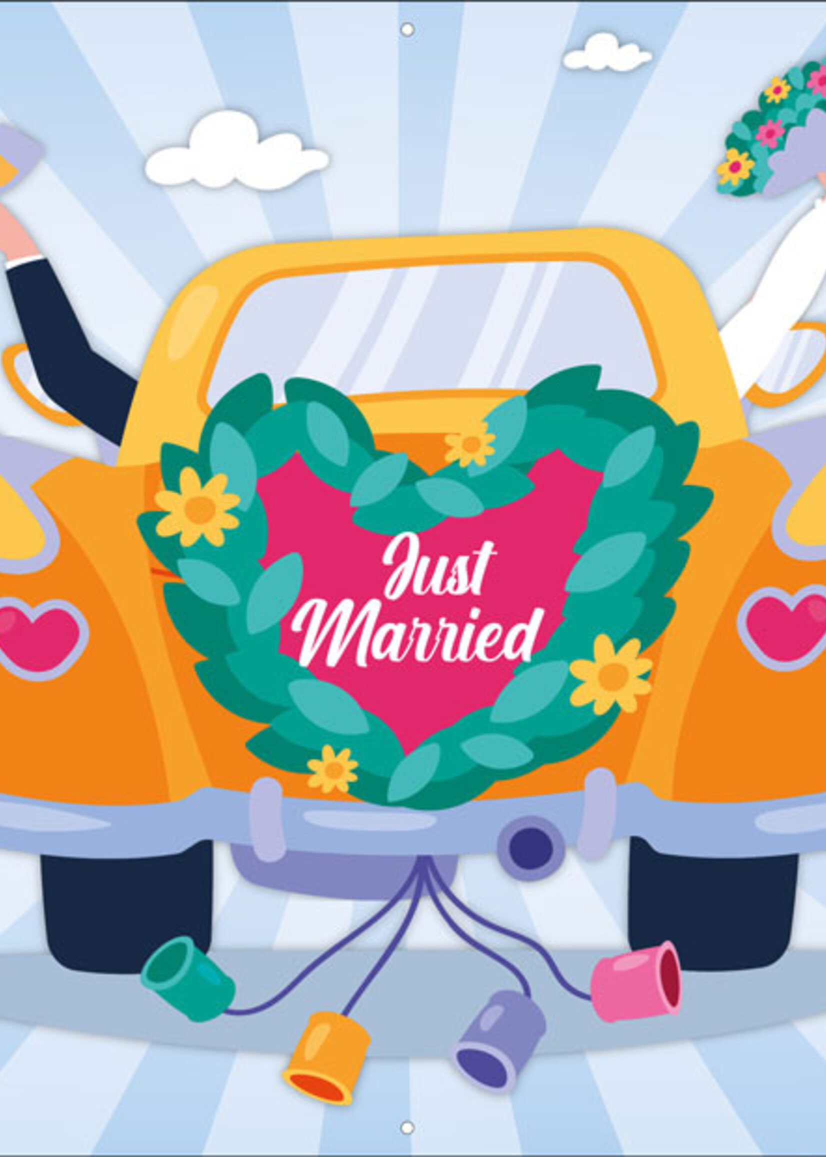 Just Married met namen bruidspaar - Auto