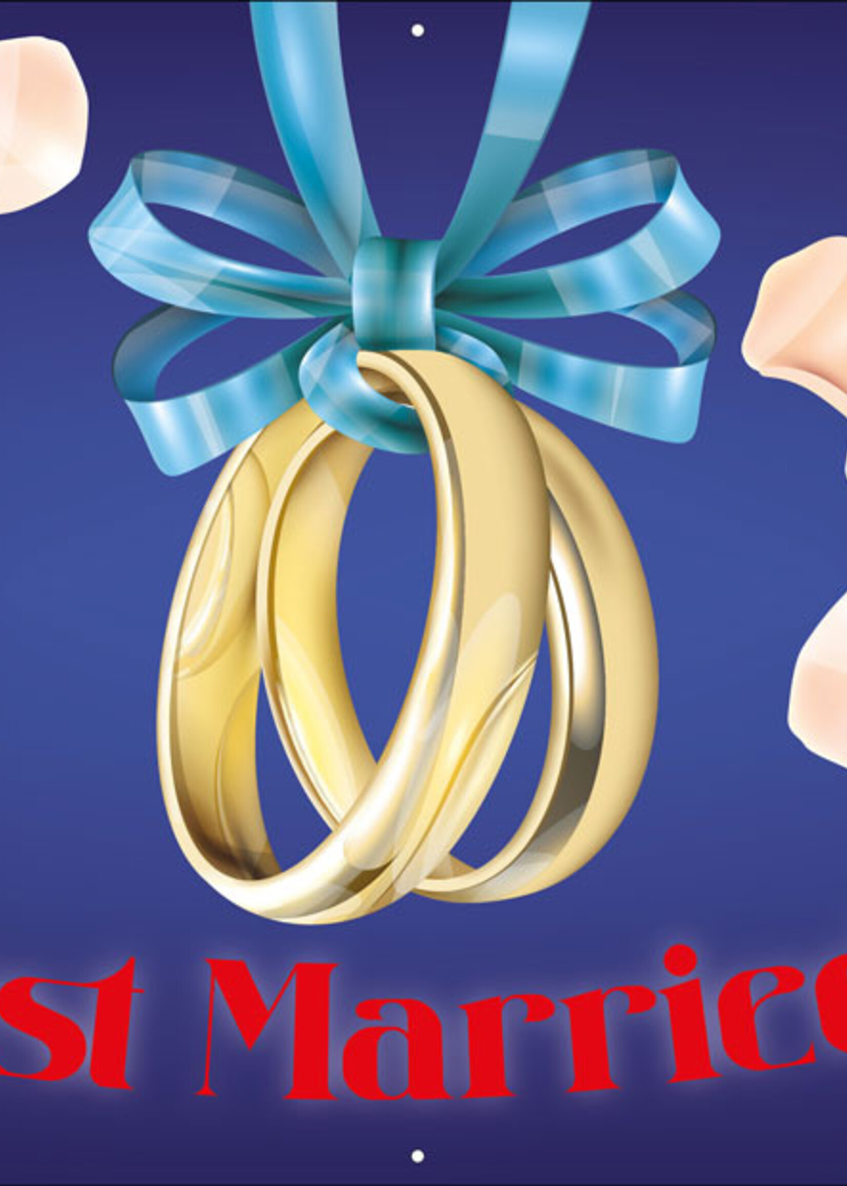 Just Married met namen bruidspaar - Ringen