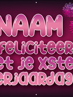 Spandoek met 2 foto's, naam en leeftijd - Vuurwerk en Champagne