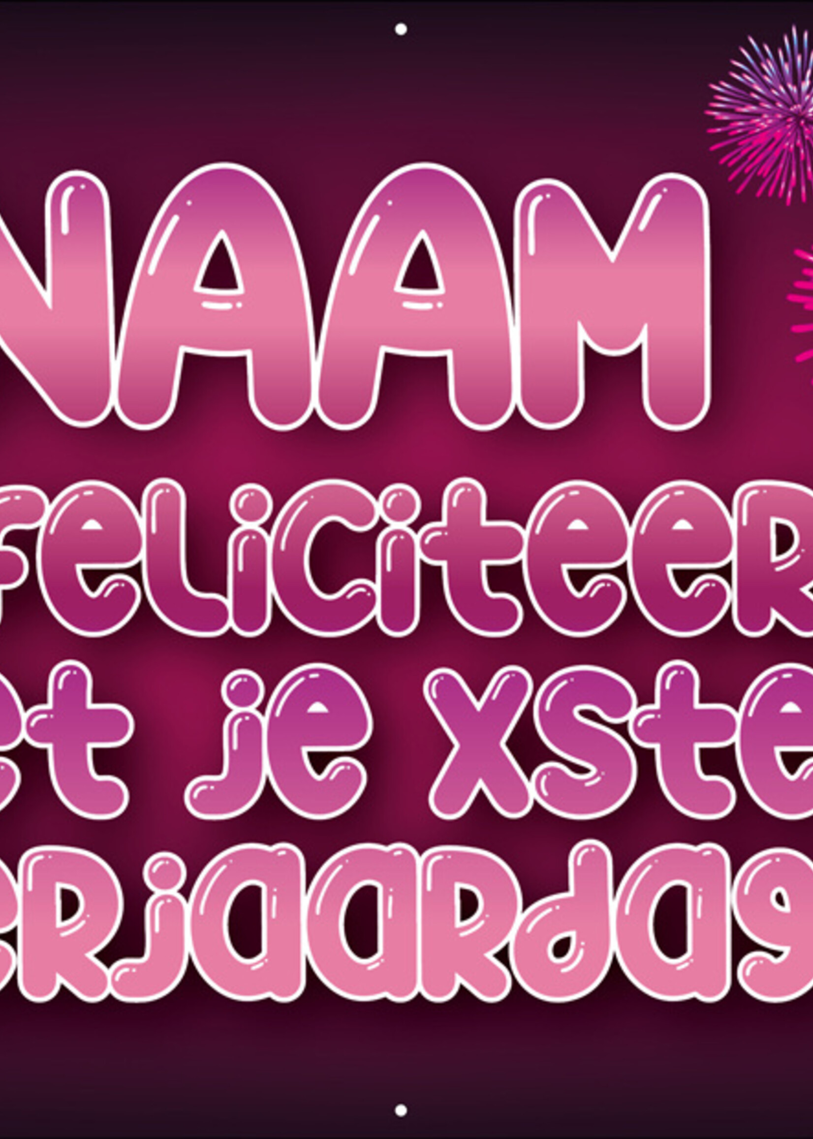 Spandoek met 2 foto's, naam en leeftijd - Vuurwerk en Champagne