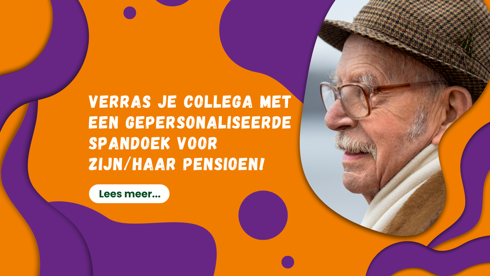 Verras je collega met een Pensioen spandoek