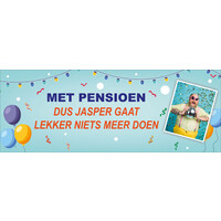 Met pensioen - Dus - Naam - gaat lekker niets meer doen -  met Foto