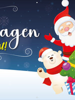 Fijne Kerstdagen gewenst - Kerstfiguren bij kerstboom