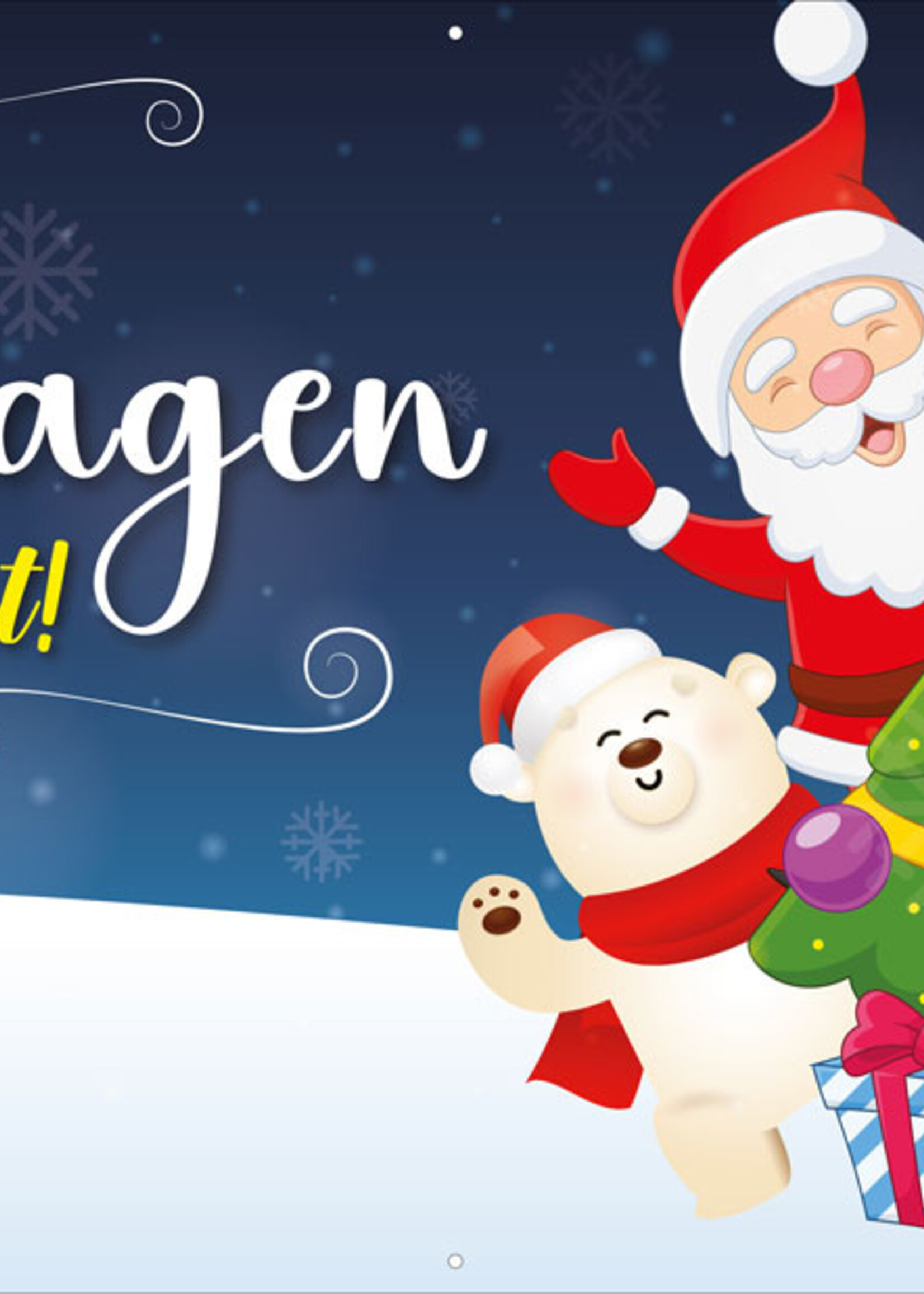 Fijne Kerstdagen gewenst - Kerstfiguren bij kerstboom