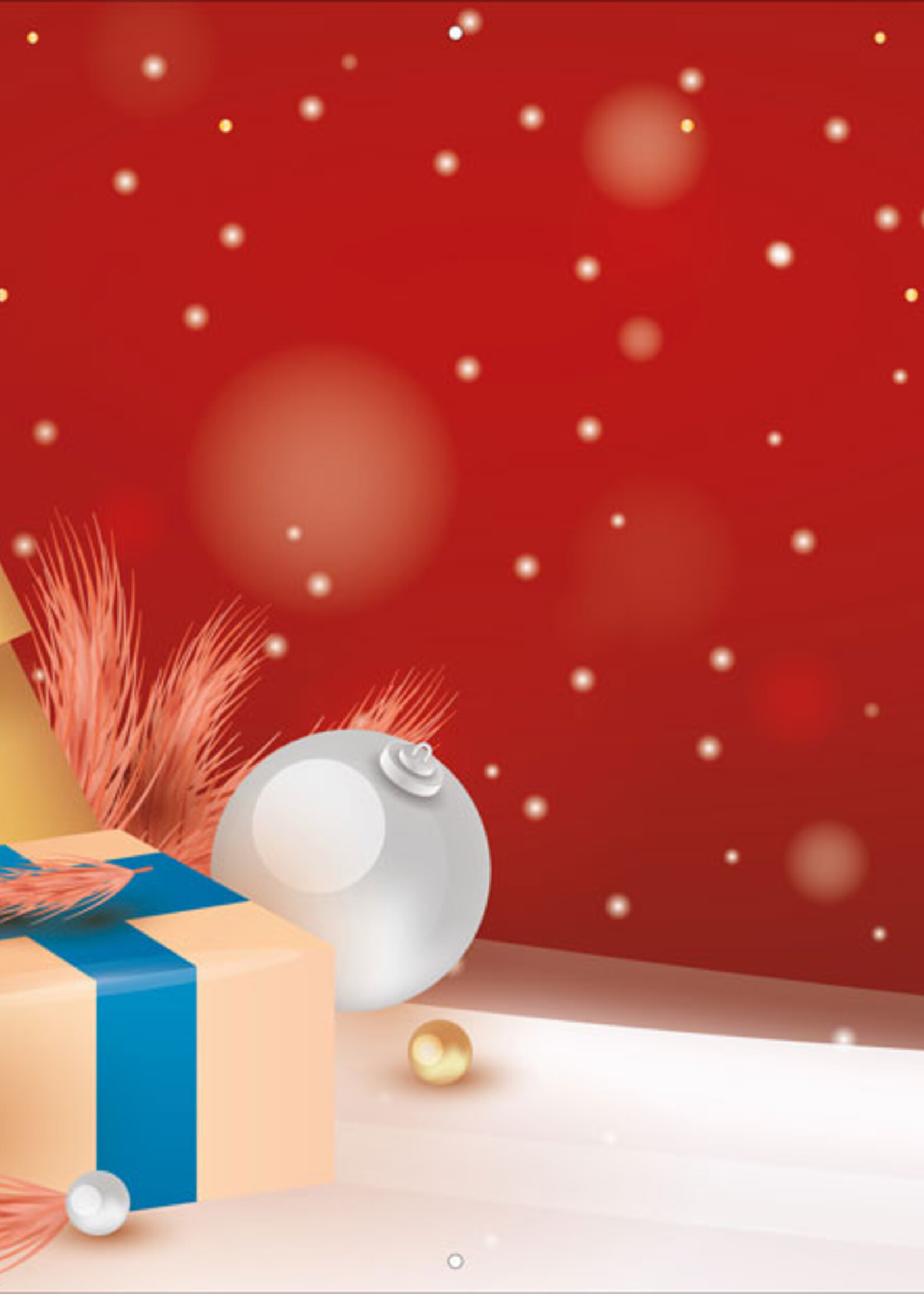 Fijne Kerstdagen gewenst - Kerstbal - Gouden kerstboom en Cadeaus