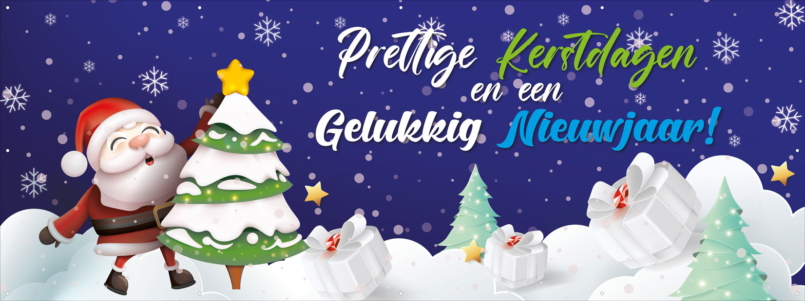 Prettige Kerstdagen en een Gelukkig Nieuwjaar Sneeuw en Kerstman