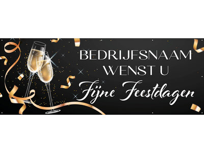 Bedrijfsnaam wenst u Fijne Feestdagen - Champagne glazen