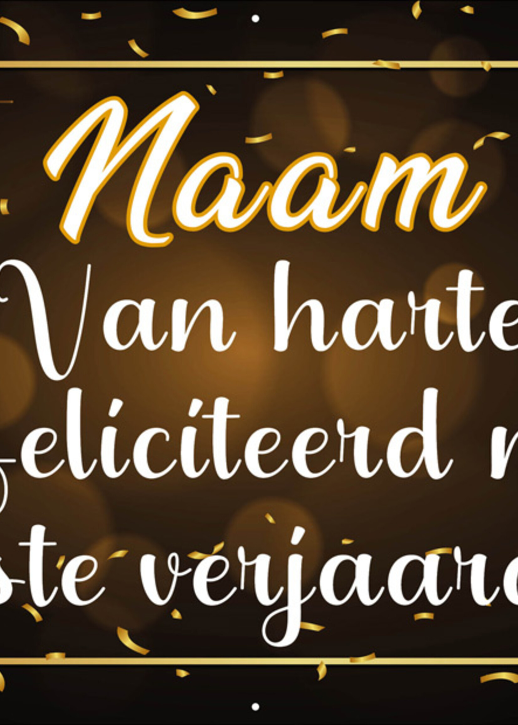 Spandoek met foto, naam en leeftijd - Zwart, wit en gouden ballonnen