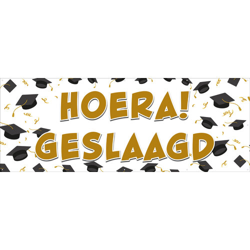 Hoera geslaagd - zwart geslaagd hoedje - Afstudeerpet - Academic cap - doctoraal