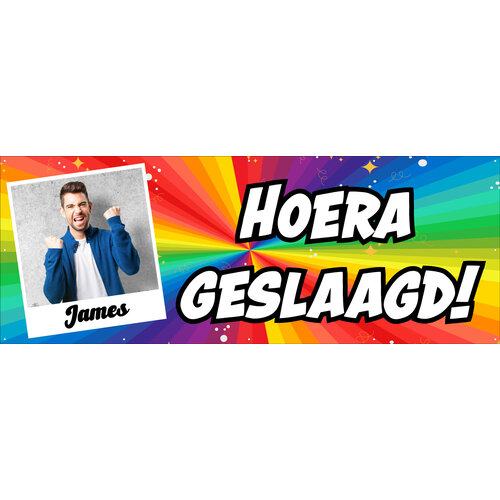 Hoera Geslaagd! -  Foto en Naam - Gepersonaliseerd spandoek