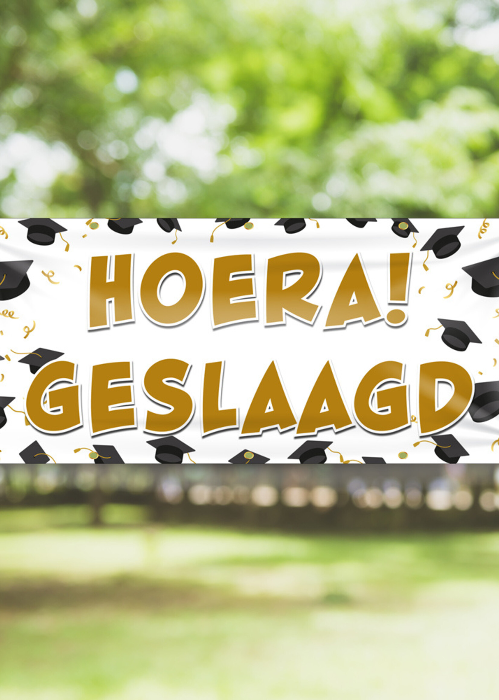 Hoera geslaagd - zwart geslaagd hoedje - Afstudeerpet - Academic cap - doctoraal