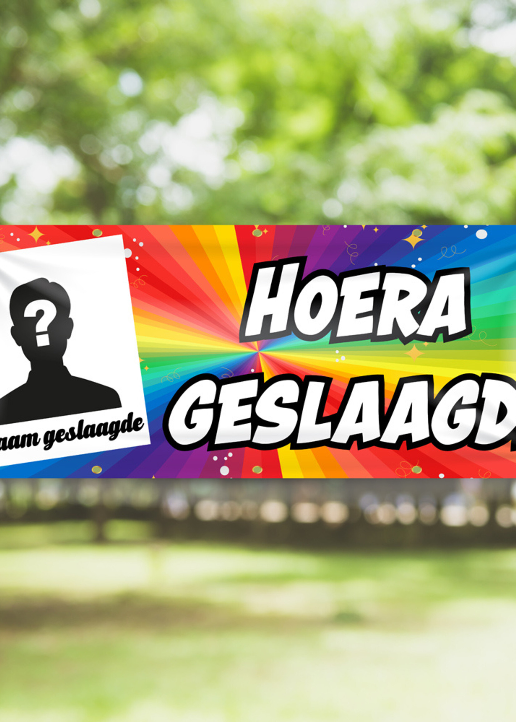 Hoera Geslaagd! -  Foto en Naam - Gepersonaliseerd spandoek