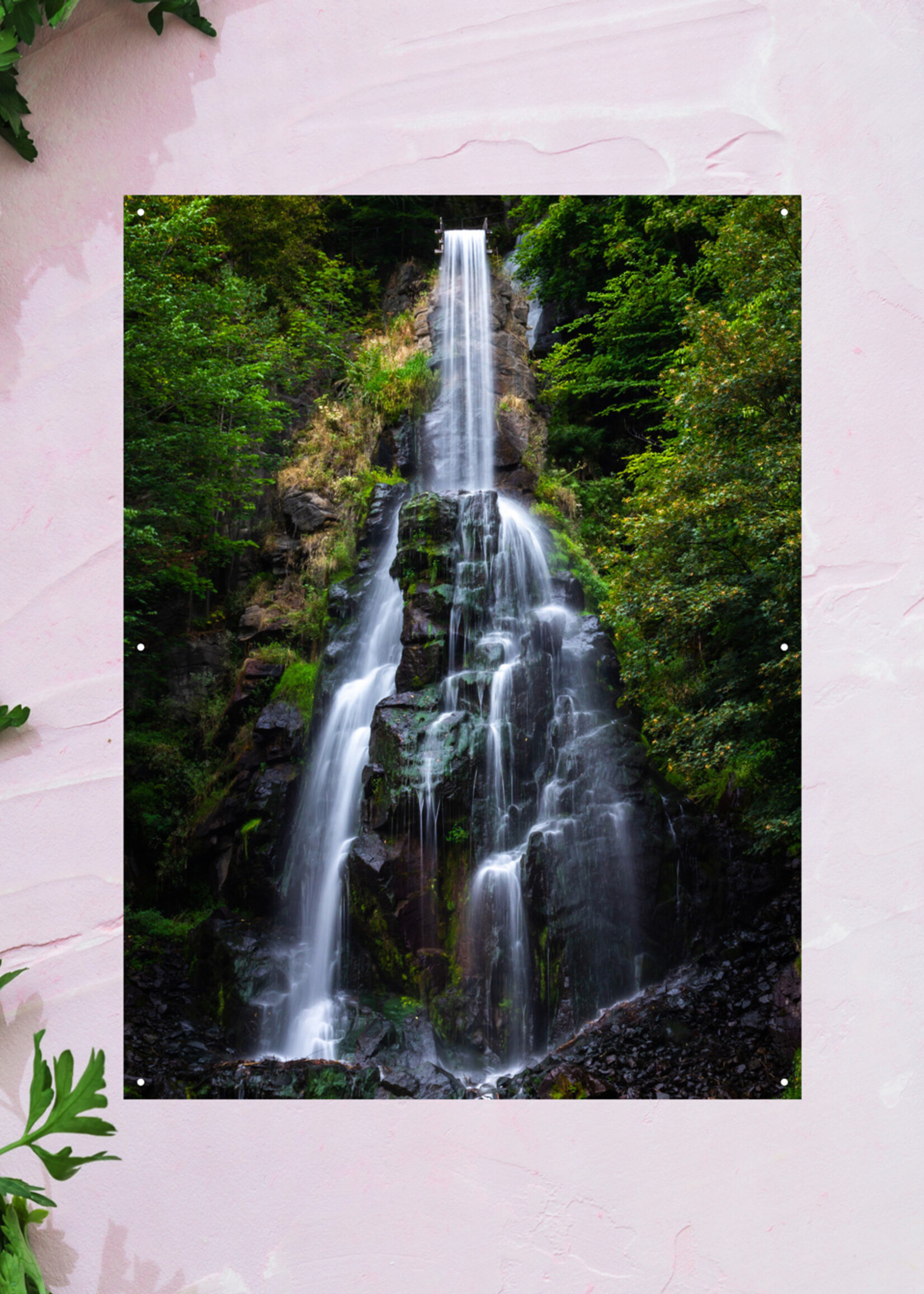 Tuinposter Waterval en Rotsen - Verticaal - Staand