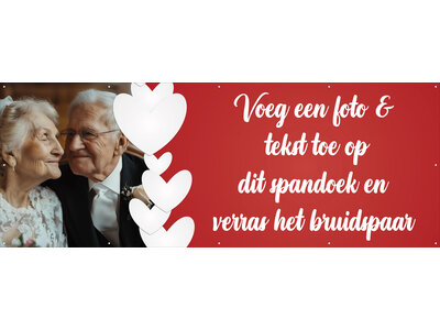 Spandoek met eigen tekst en foto - Huwelijk - Robijnrood