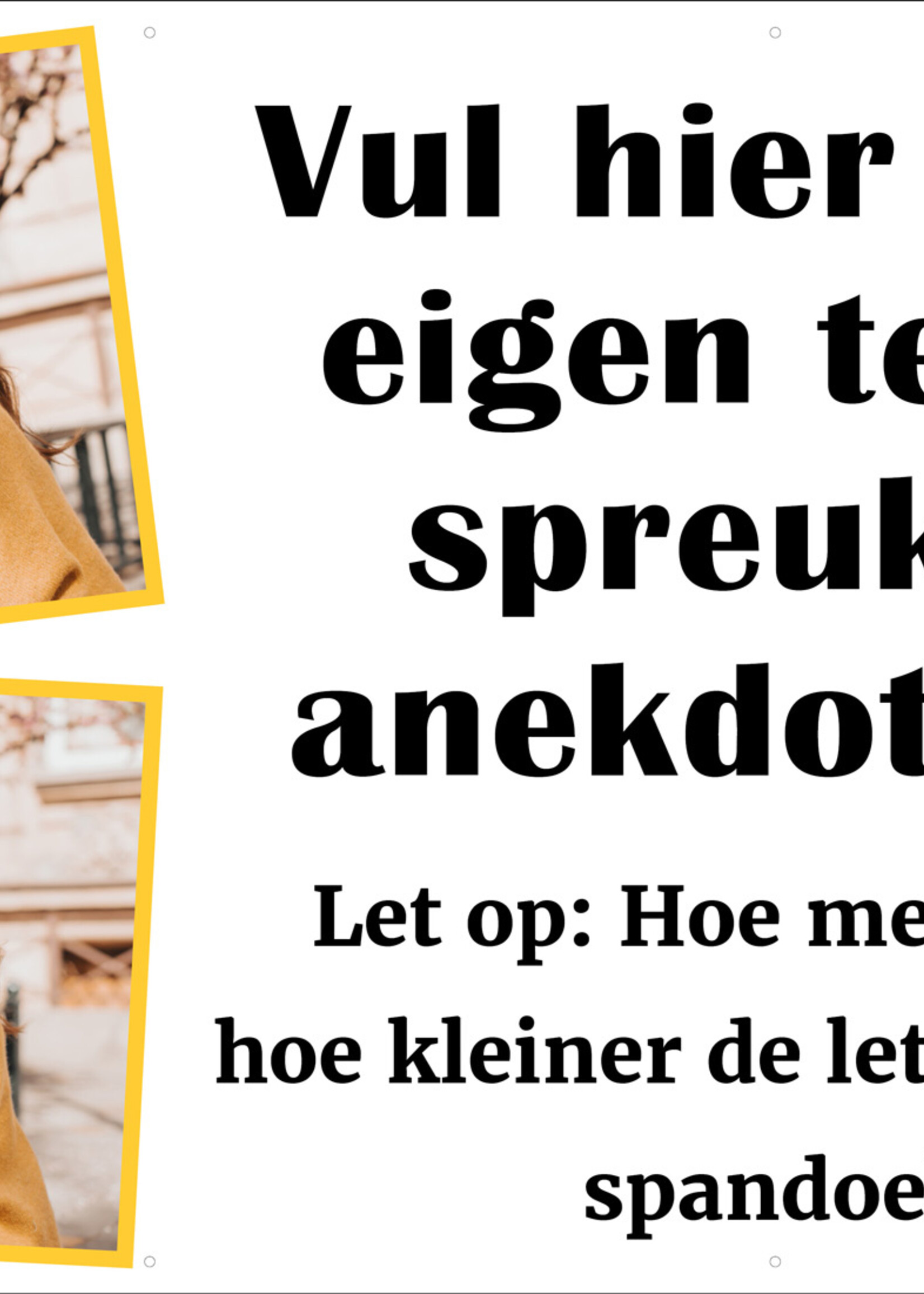 Spandoek met eigen tekst en 2 foto's