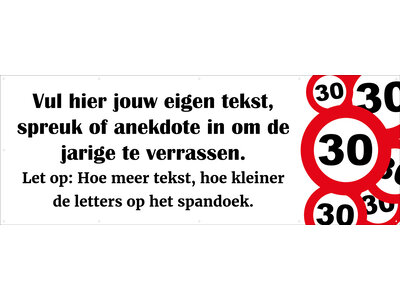Spandoek met eigen tekst  - Verkeersborden 40 jaar