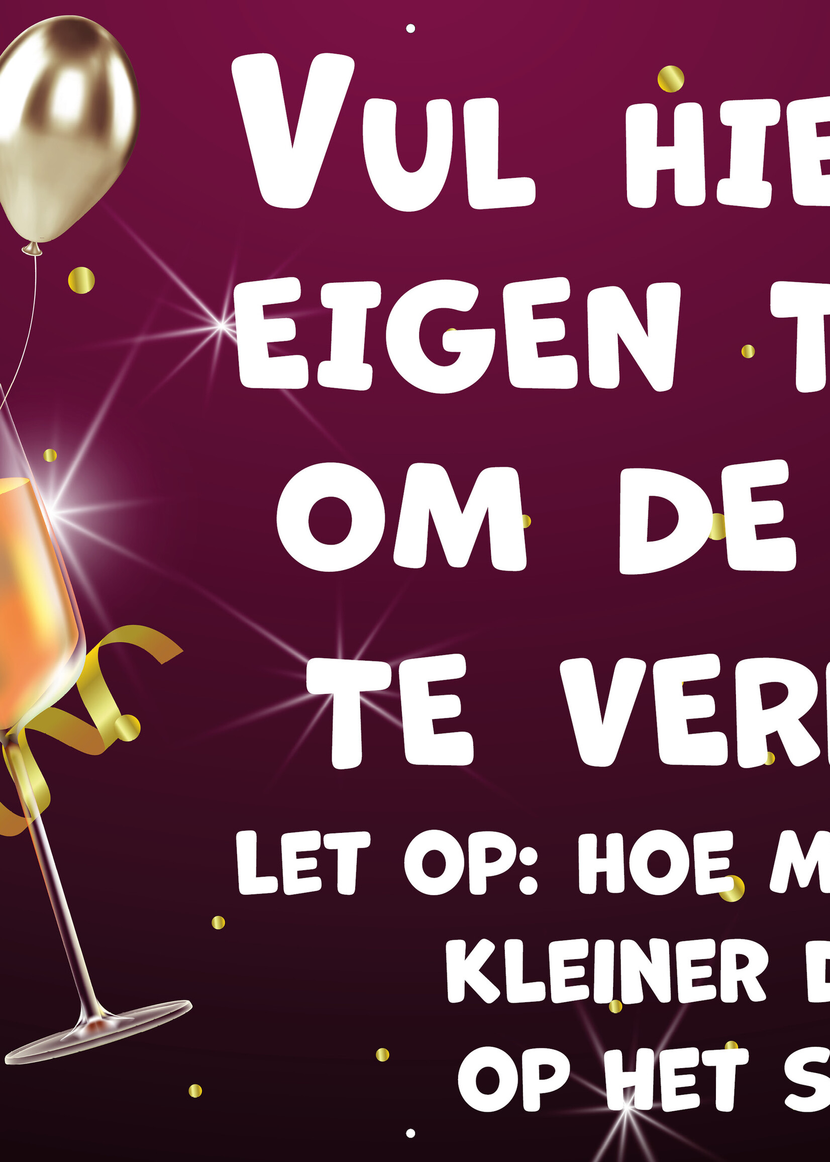 Spandoek met eigen tekst - Champagne glazen