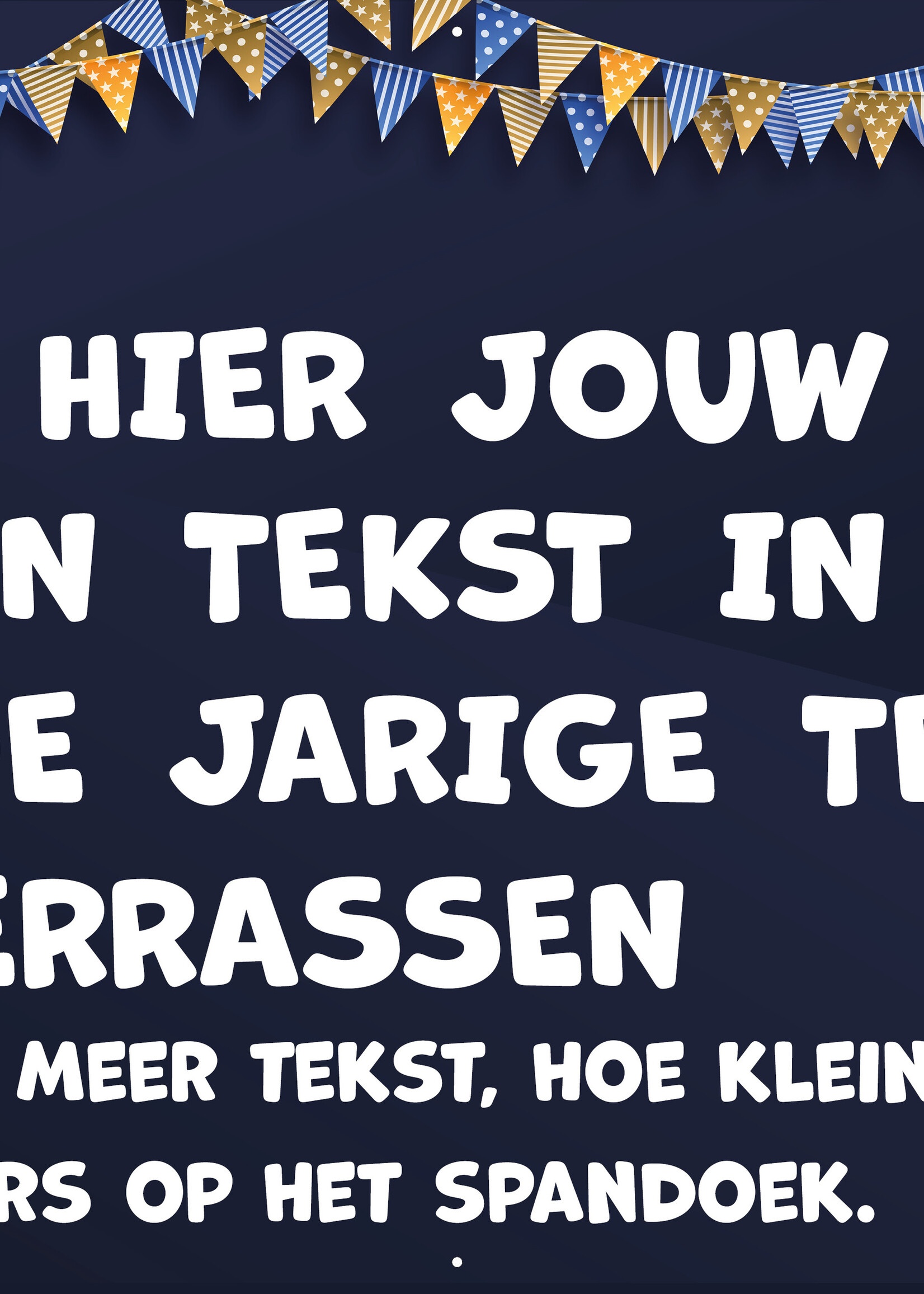 Spandoek met foto en eigen tekst  - Goud en blauwe ballonnen en slingers