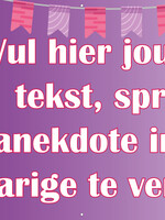 Spandoek met eigen tekst - Paars met vlaggetjes en ballonnen