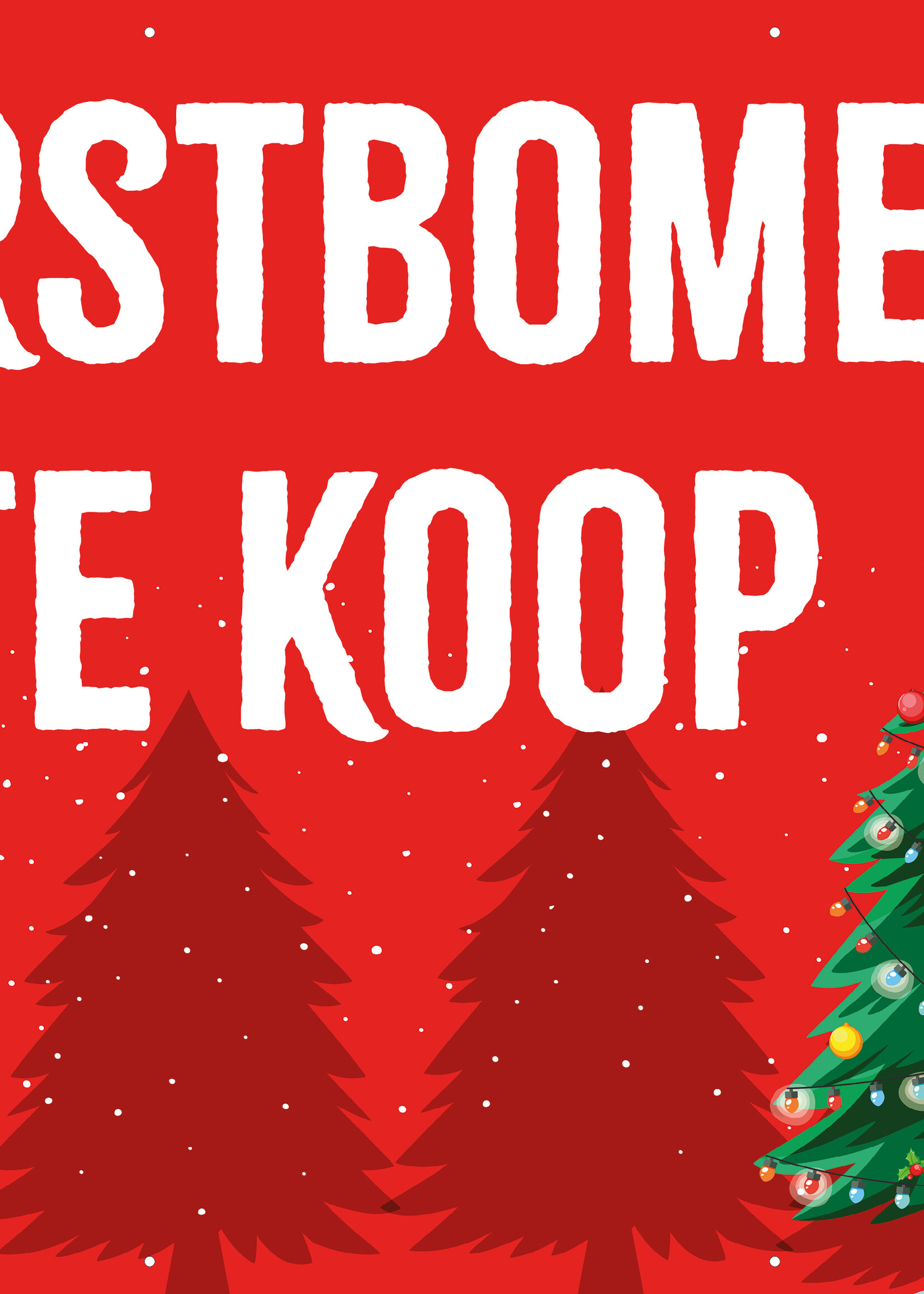 Spandoek Kerstbomen Te Koop - Kerstboom met rode achtergrond