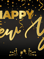 Spandoek Happy New Year - Gouden confetti