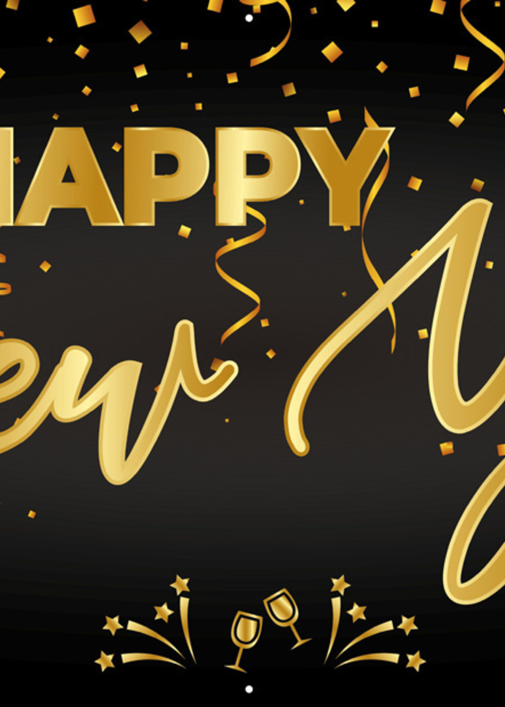 Spandoek Happy New Year - Gouden confetti - Gelukkig nieuwjaar