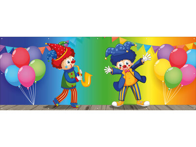 Spandoek Clowns met saxofoon - Carnaval